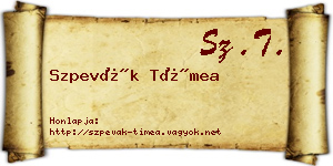 Szpevák Tímea névjegykártya